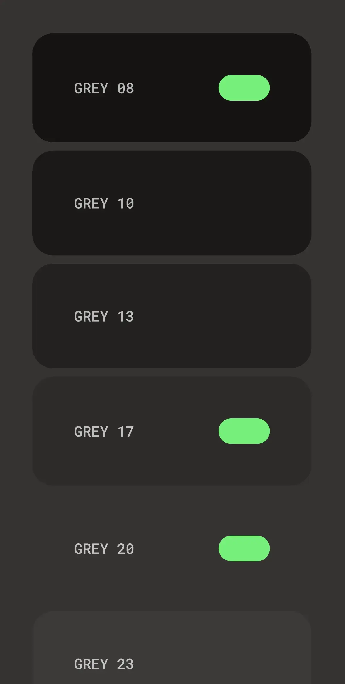 Dimply UI greyscale palette